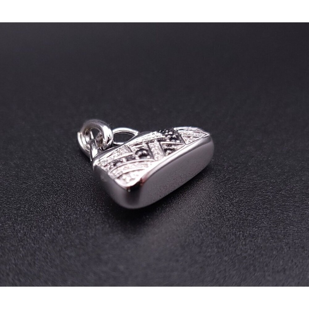 Mirabelle 18kt White Gold Diamond and Sapphire Purse Charm Pendant with Enhancer - Picture 5 of 12